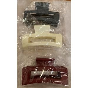 Set Of Three Medium Hair Claws Clips For All Hair Types Gray Cream And Red